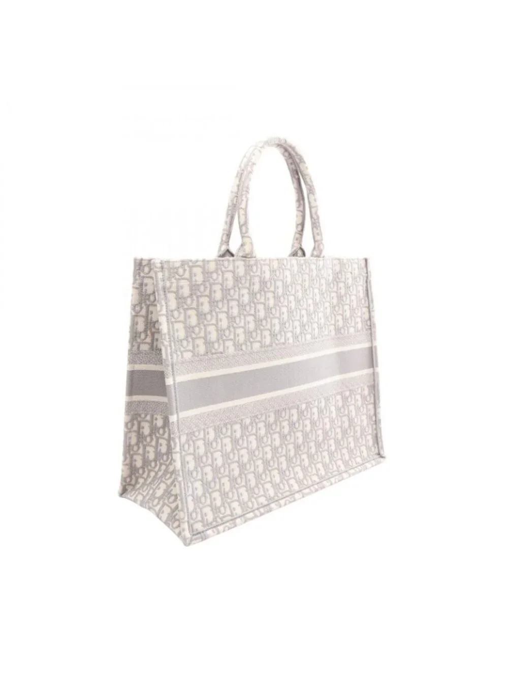Dior Tote Bag Book Large Oblique Gray White